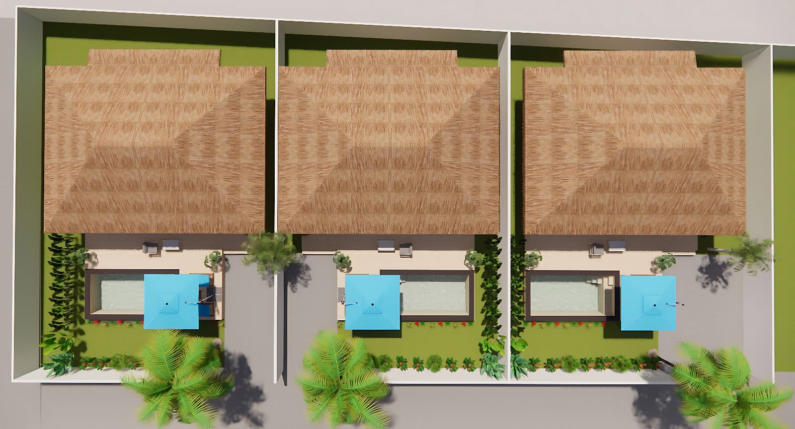 TK-Sunset-Villa-typeA-top-view-3villas-2 TK Sunset - Thong Krut - Koh Samui - Villa type A